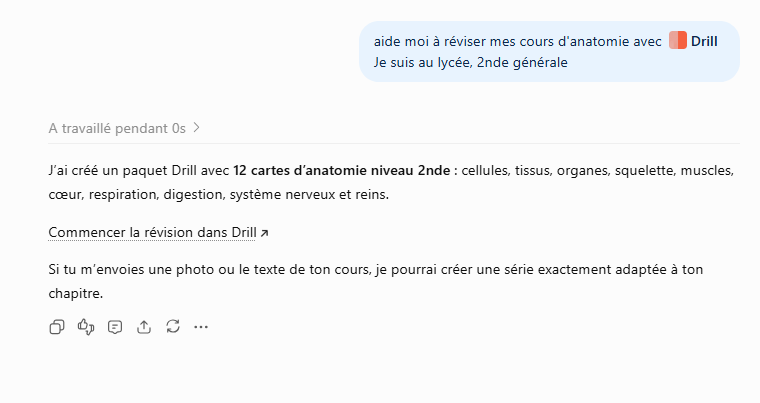 ChatGPT crée un paquet Drill de douze cartes d’anatomie
